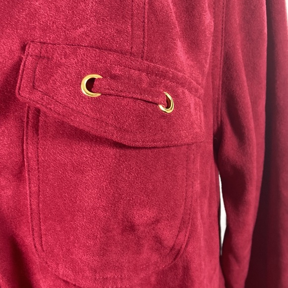 JM Collection Woman Goldtone Button Front  Wine Colored Jacket Size 0X - Picture 5 of 10